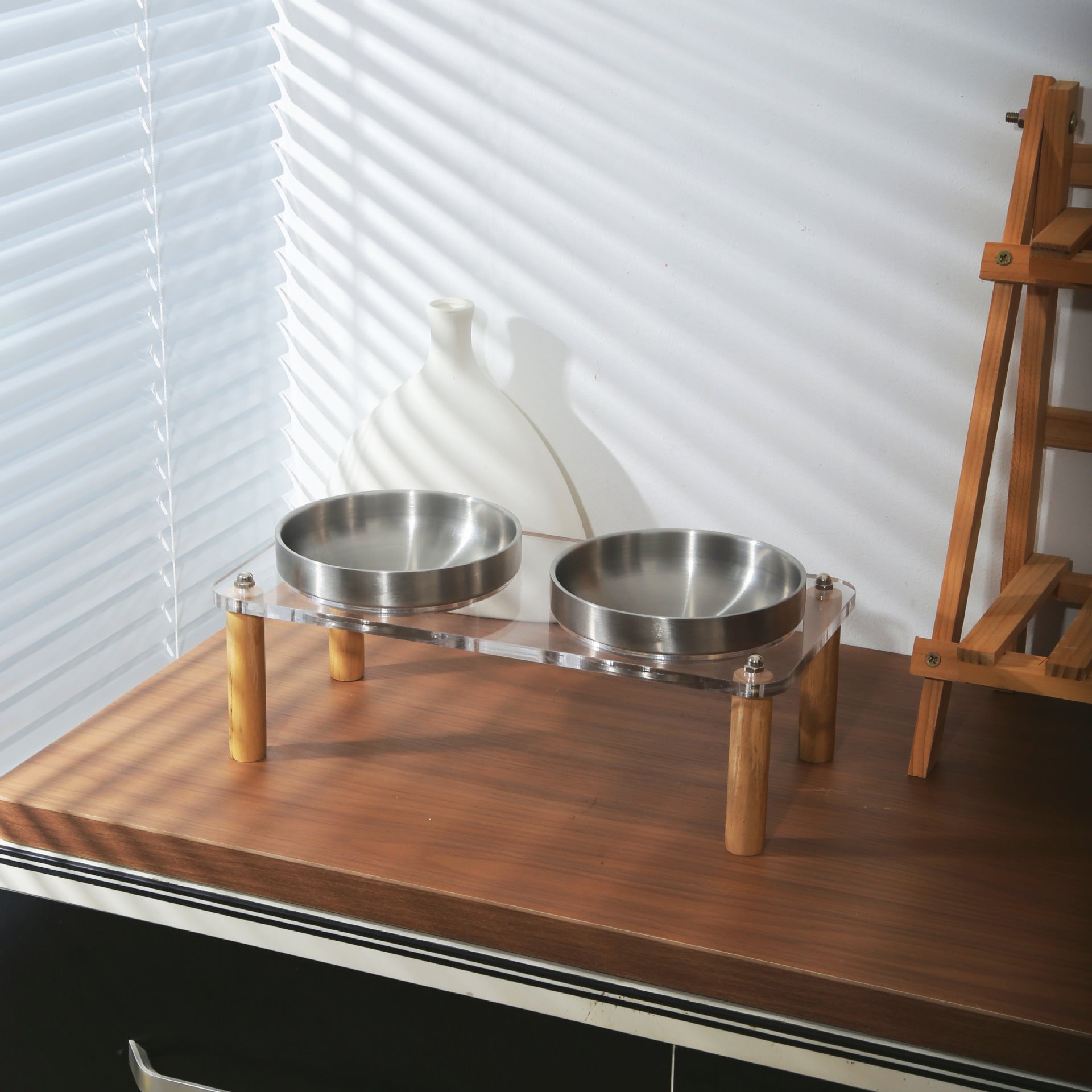 High-Stand Stainless Steel Dog & Cat Bowl set – Split Removable Pet Feeding Dish
