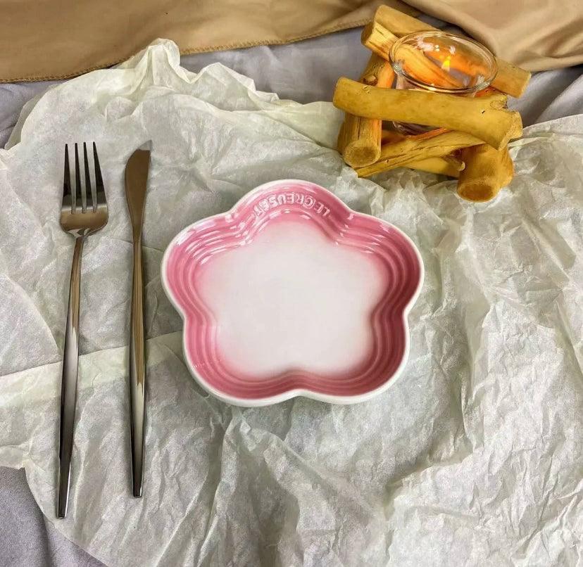 19 color rainbow plum blossom ceramic plate, French flower plate, dining plate, pet gradient - NoKa&AuroraStone