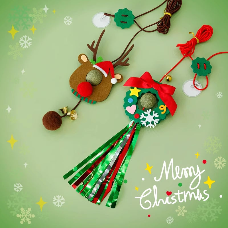 Christmas Reindeer Door-Hanging Cat Toy – Elastic Bungee Swing Teaser for Self-Play