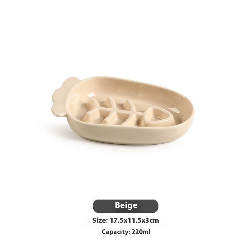Slow Food Pet Bowl Ceramic Anti-choking Dog Meal Bowl Cat Puppy Drink Bowl Anti-knock Pet Food Plate Shallow Mouth - NoKa&AuroraStone