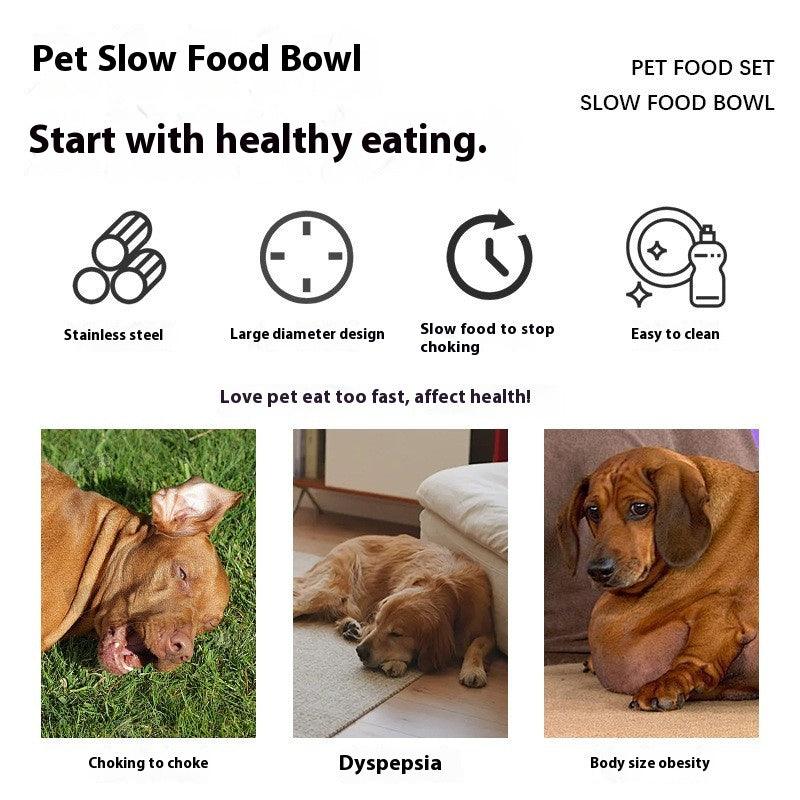 304 Stainless Steel Pet Bowl, Cat Bowl, Dog Bowl, Anti-Tip Design, Non-Slip, Anti-Choking, Slow Feeder Dog Bowl - NoKa&AuroraStone