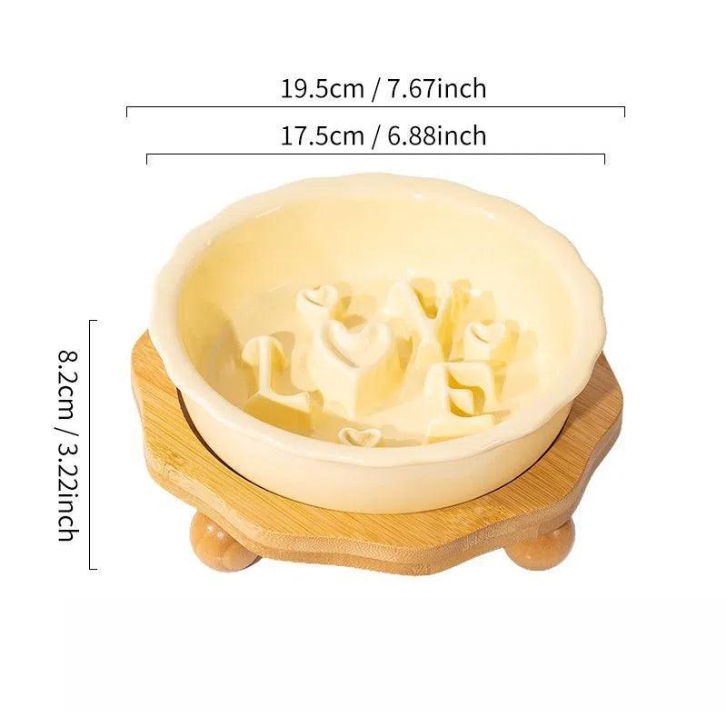 Love Series Ceramic Dog Slow Food Bowl Cat Small Dog Anti-choking Anti-slip Cervical Cute Pet Bowl Slow Food Basin - NoKa&AuroraStone