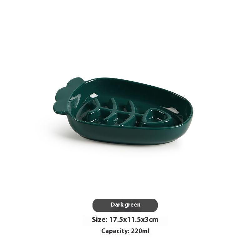 Slow Food Pet Bowl Ceramic Anti-choking Dog Meal Bowl Cat Puppy Drink Bowl Anti-knock Pet Food Plate Shallow Mouth - NoKa&AuroraStone