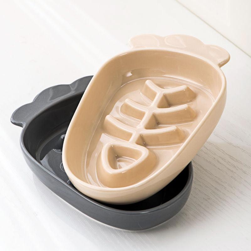 Slow Food Pet Bowl Ceramic Anti-choking Dog Meal Bowl Cat Puppy Drink Bowl Anti-knock Pet Food Plate Shallow Mouth - NoKa&AuroraStone