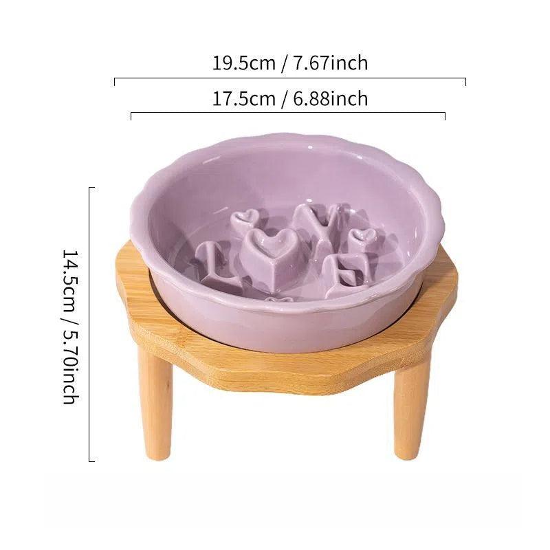 Love Series Ceramic Dog Slow Food Bowl Cat Small Dog Anti-choking Anti-slip Cervical Cute Pet Bowl Slow Food Basin - NoKa&AuroraStone