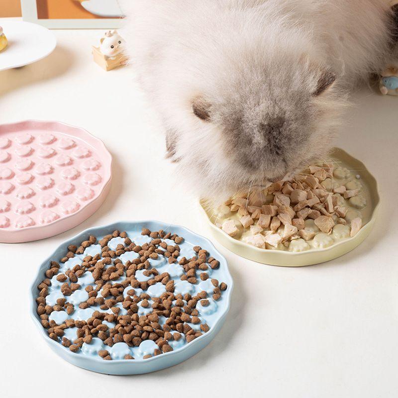 Cat slow food bowl, dog food bowl, licking, slow eating, anti choking tableware, ceramic spill pet, small pet - NoKa&AuroraStone