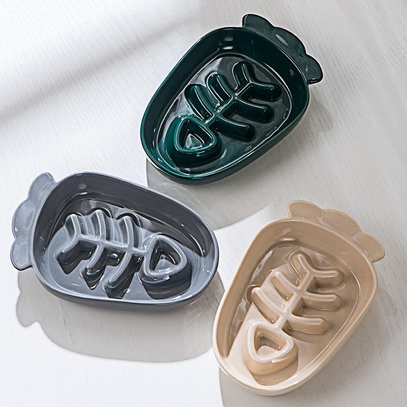 Slow Food Pet Bowl Ceramic Anti-choking Dog Meal Bowl Cat Puppy Drink Bowl Anti-knock Pet Food Plate Shallow Mouth - NoKa&AuroraStone