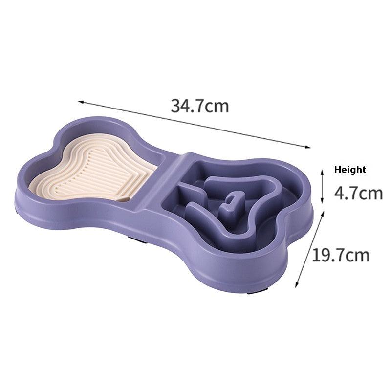 Pet Slow Food Bowl Slow Food Bowl for Dogs Anti-Tipped Cat Lick Pad Pet Double Bowl Dog Eatware Pet Dinner Plate - NoKa&AuroraStone