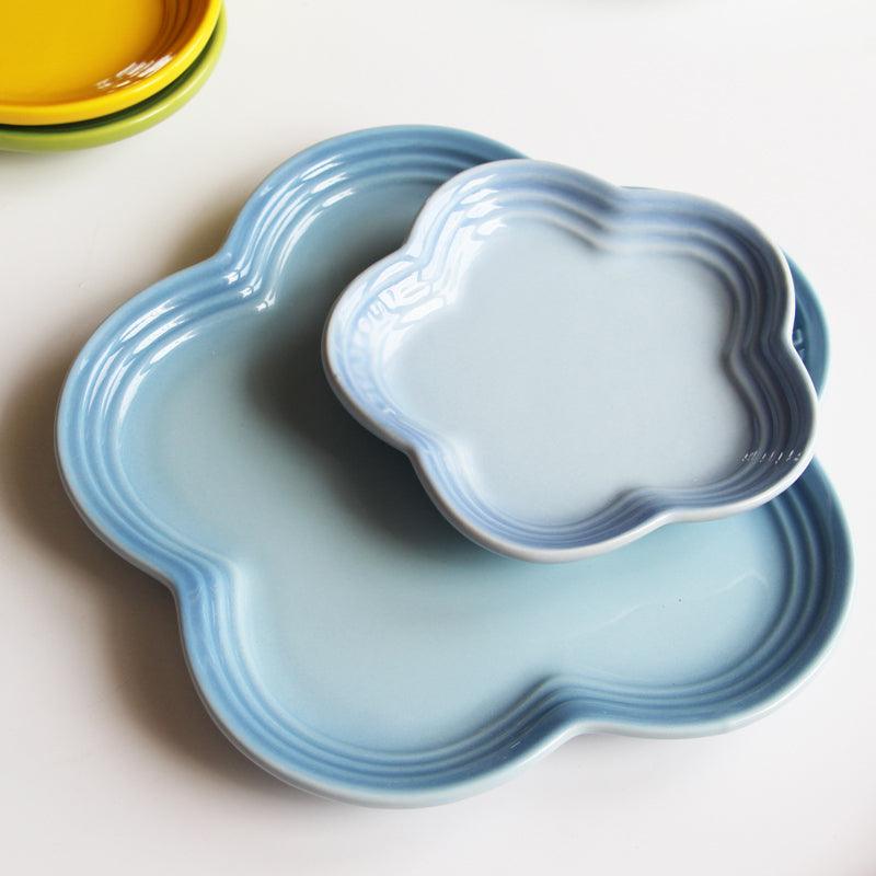 19 color rainbow plum blossom ceramic plate, French flower plate, dining plate, pet gradient - NoKa&AuroraStone