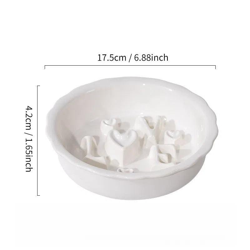Love Series Ceramic Dog Slow Food Bowl Cat Small Dog Anti-choking Anti-slip Cervical Cute Pet Bowl Slow Food Basin - NoKa&AuroraStone