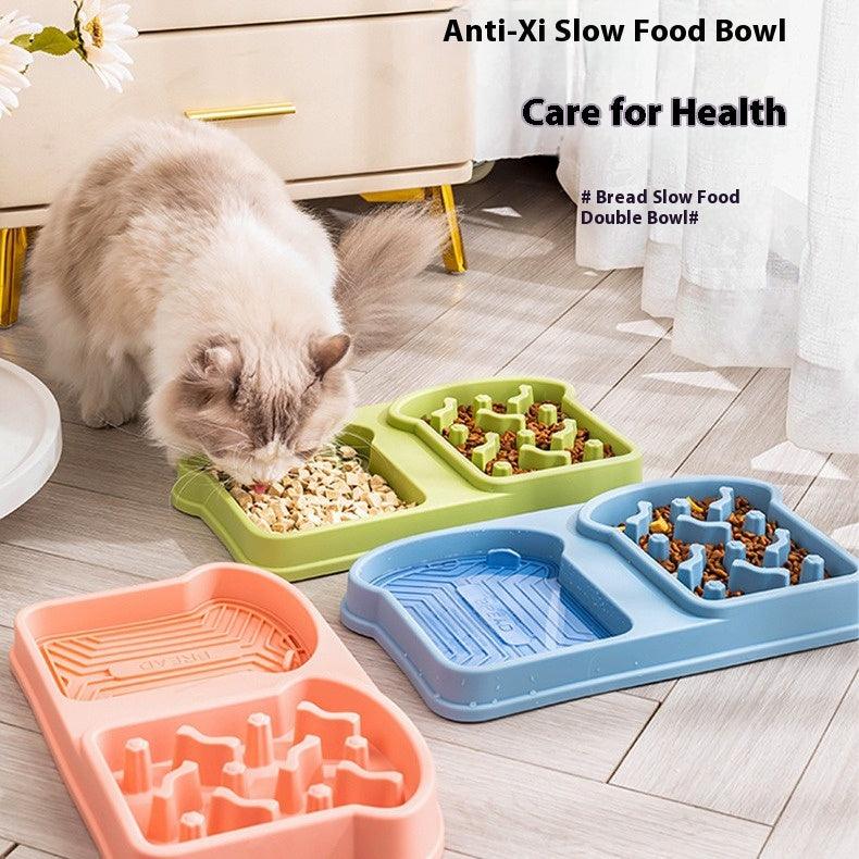 Pet Slow Food Bowl Slow Food Bowl for Dogs Anti-Tipped Cat Lick Pad Pet Double Bowl Dog Eatware Pet Dinner Plate - NoKa&AuroraStone