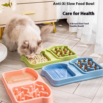 Pet Slow Food Bowl Slow Food Bowl for Dogs Anti-Tipped Cat Lick Pad Pet Double Bowl Dog Eatware Pet Dinner Plate - NoKa&AuroraStone
