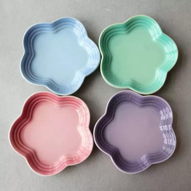 19 color rainbow plum blossom ceramic plate, French flower plate, dining plate, pet gradient - NoKa&AuroraStone