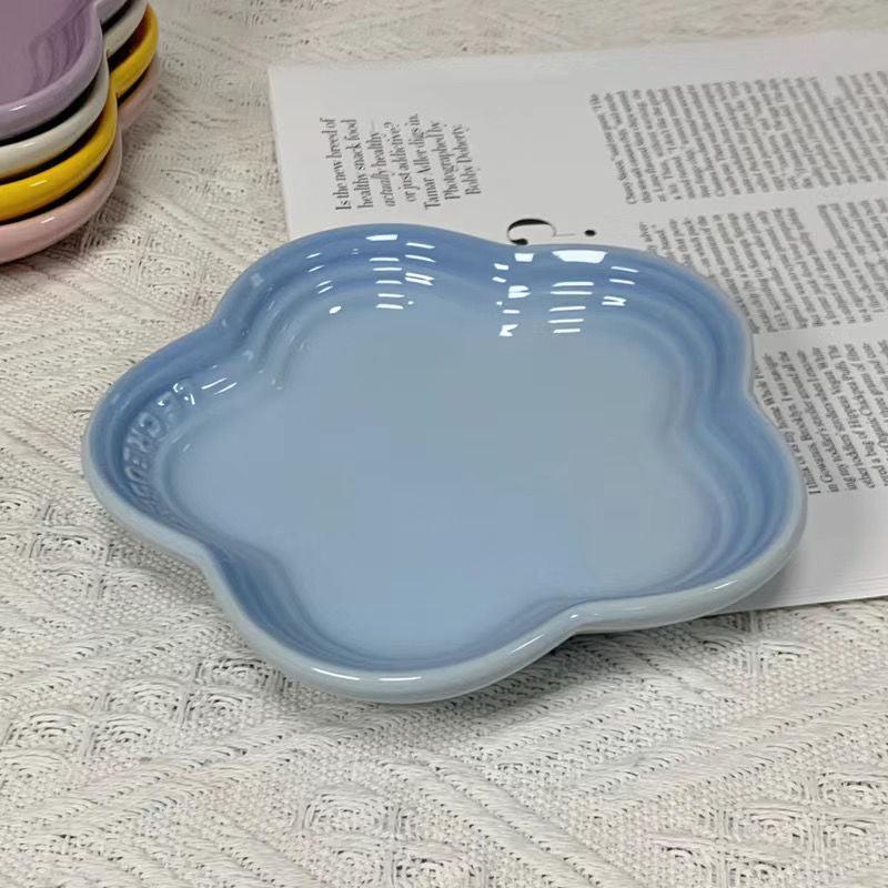 19 color rainbow plum blossom ceramic plate, French flower plate, dining plate, pet gradient - NoKa&AuroraStone