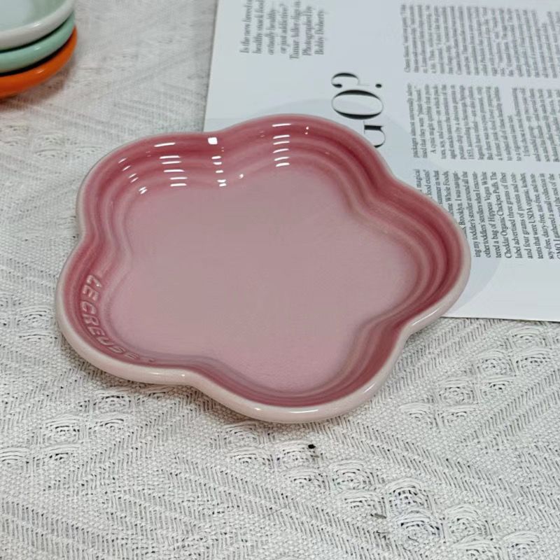 19 color rainbow plum blossom ceramic plate, French flower plate, dining plate, pet gradient