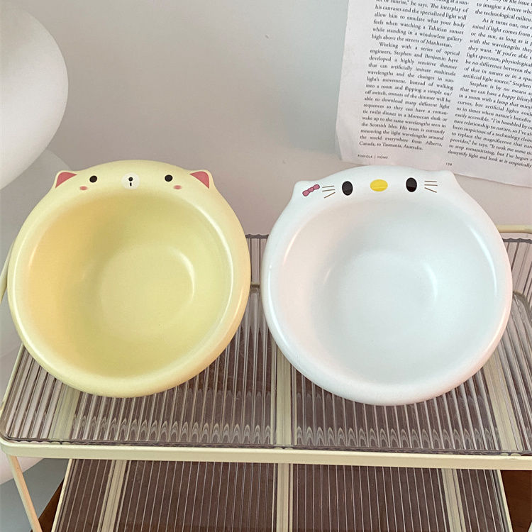 Blogger's Same Ceramic Cute Rice Bowl Cartoon Pig Cat Ceramic 5-inch Bowl New Cat Dog Bowl