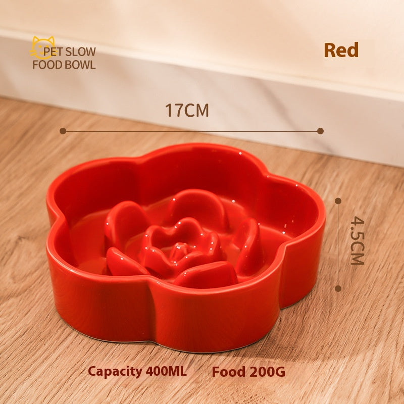 Ceramic Slow Food Bowl anti-choke cat food bowl prevent black chin small dog cat neck protection with wooden frame slow food bowl