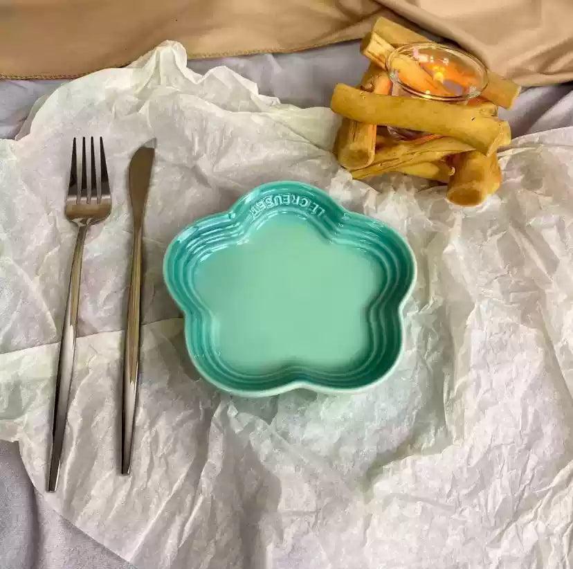 19 color rainbow plum blossom ceramic plate, French flower plate, dining plate, pet gradient - NoKa&AuroraStone