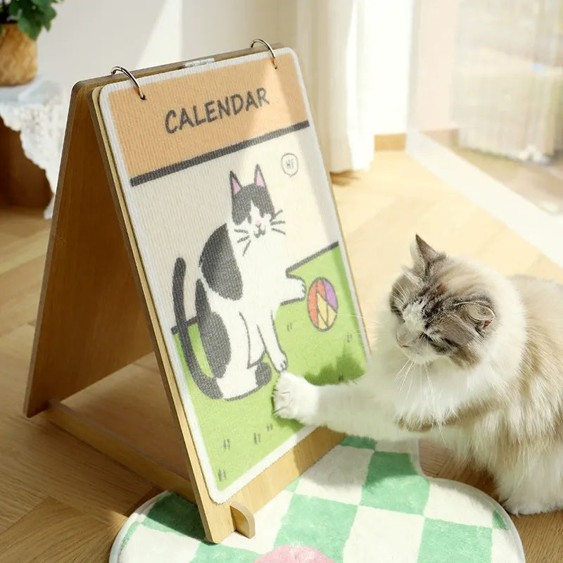 Calendar-Style Cat Scratcher – Cute Desktop Scratching Board with Replaceable Refill, Low-Lint, No Mess
