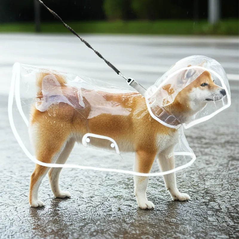 Transparent Waterproof Dog Raincoat – Lightweight Pet Rain Jacket, Multiple Sizes Available