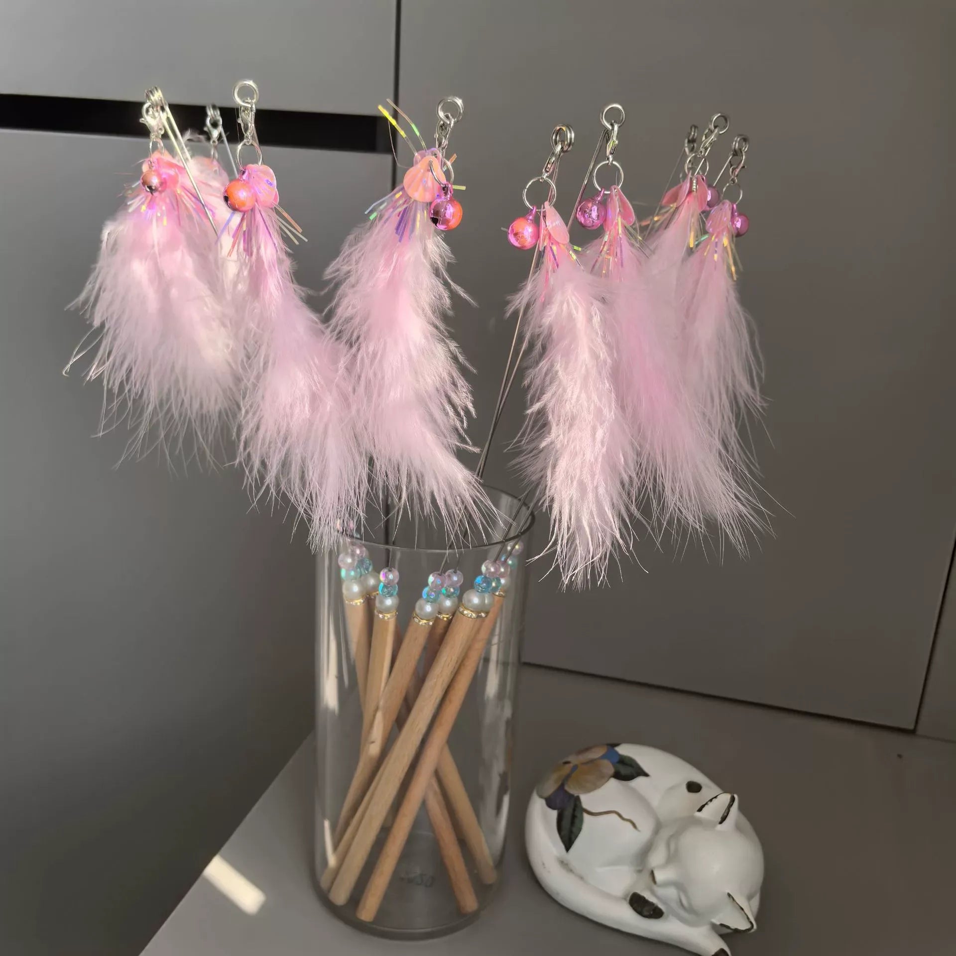 Interactive Feather Cat Toy Wand – Teaser Stick for Indoor Cats & Kittens