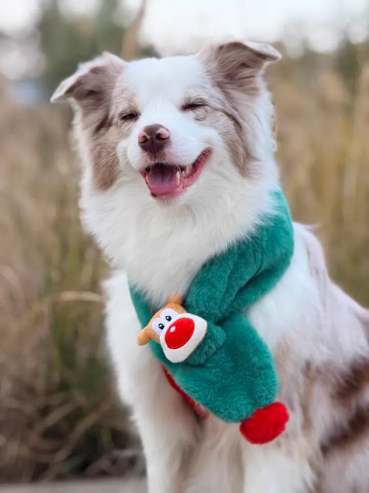 Thick Plush Christmas Scarf for Dogs – Warm Holiday Neck Wrap for Medium & Large Breeds