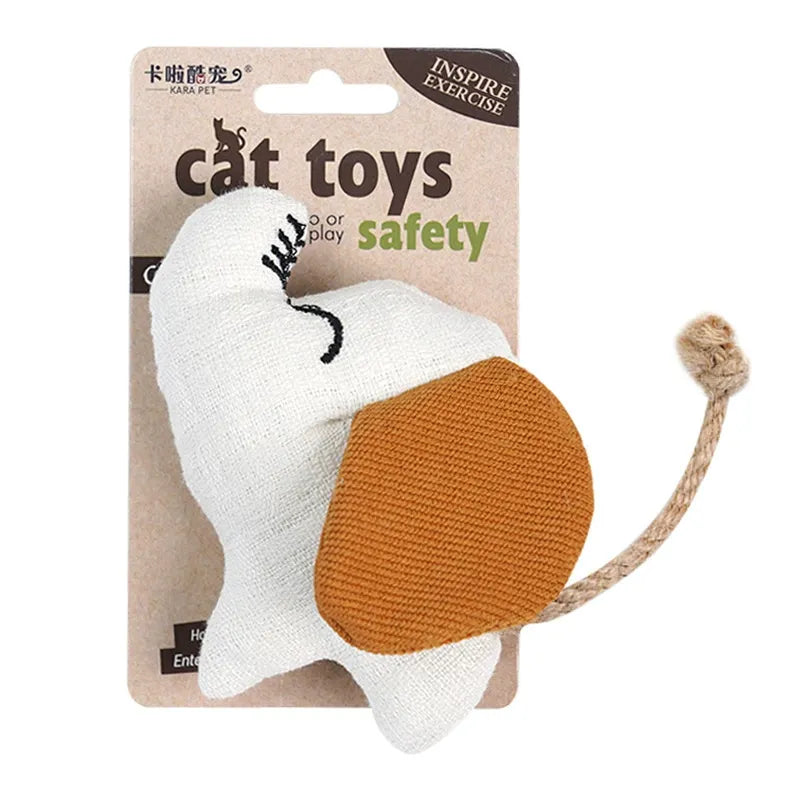 Catnip Crinkle Cat Toy – Teething-Safe, Self-Play, Carry-and-Cuddle Design, Linen-Cotton Shell