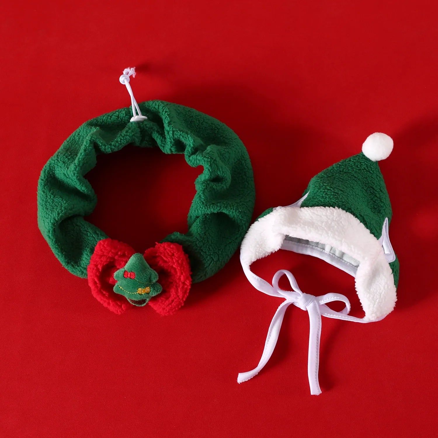 Plush Christmas Pet Outfit Set – Holiday Costume for Cats & Small Dogs (Fits up to 10kg)