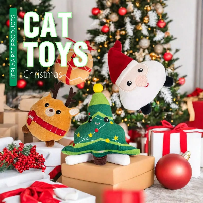 Christmas Cat Toy Gift Box – Plush Self-Play Toys with Catnip, Holiday Edition