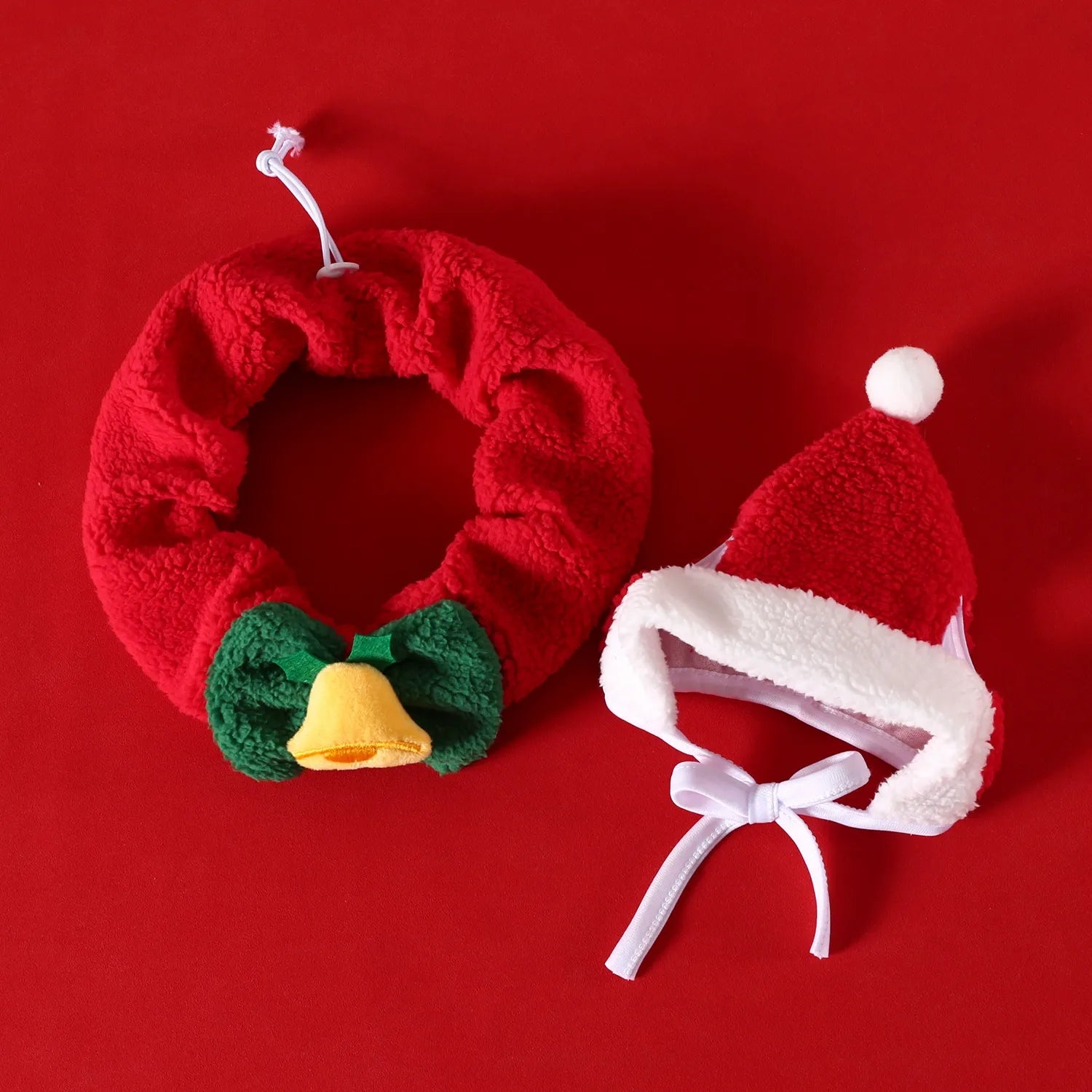 Plush Christmas Pet Outfit Set – Holiday Costume for Cats & Small Dogs (Fits up to 10kg)