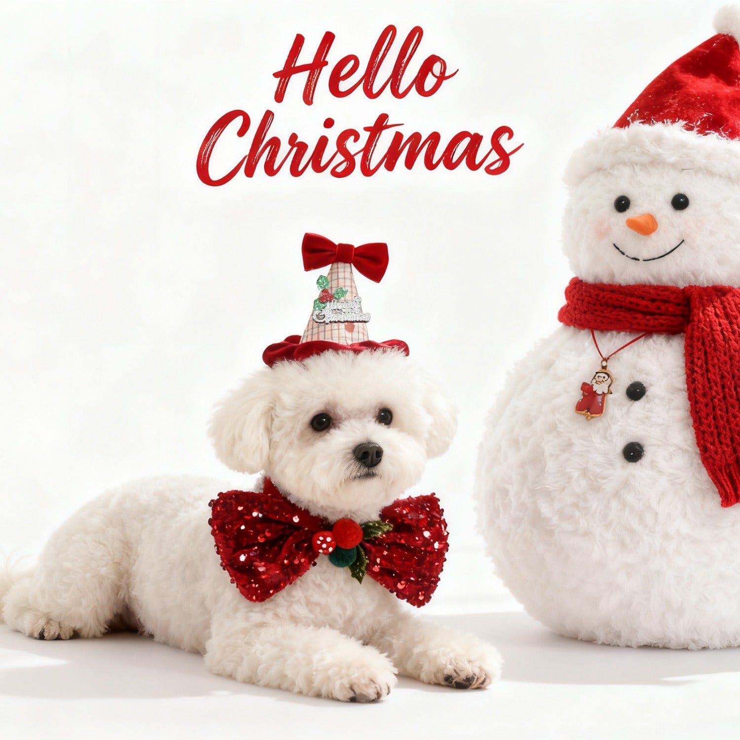 Christmas Velvet Bow Pet Hat – Shiny Holiday Cap for Cats & Dogs (Fits up to 40lbs)