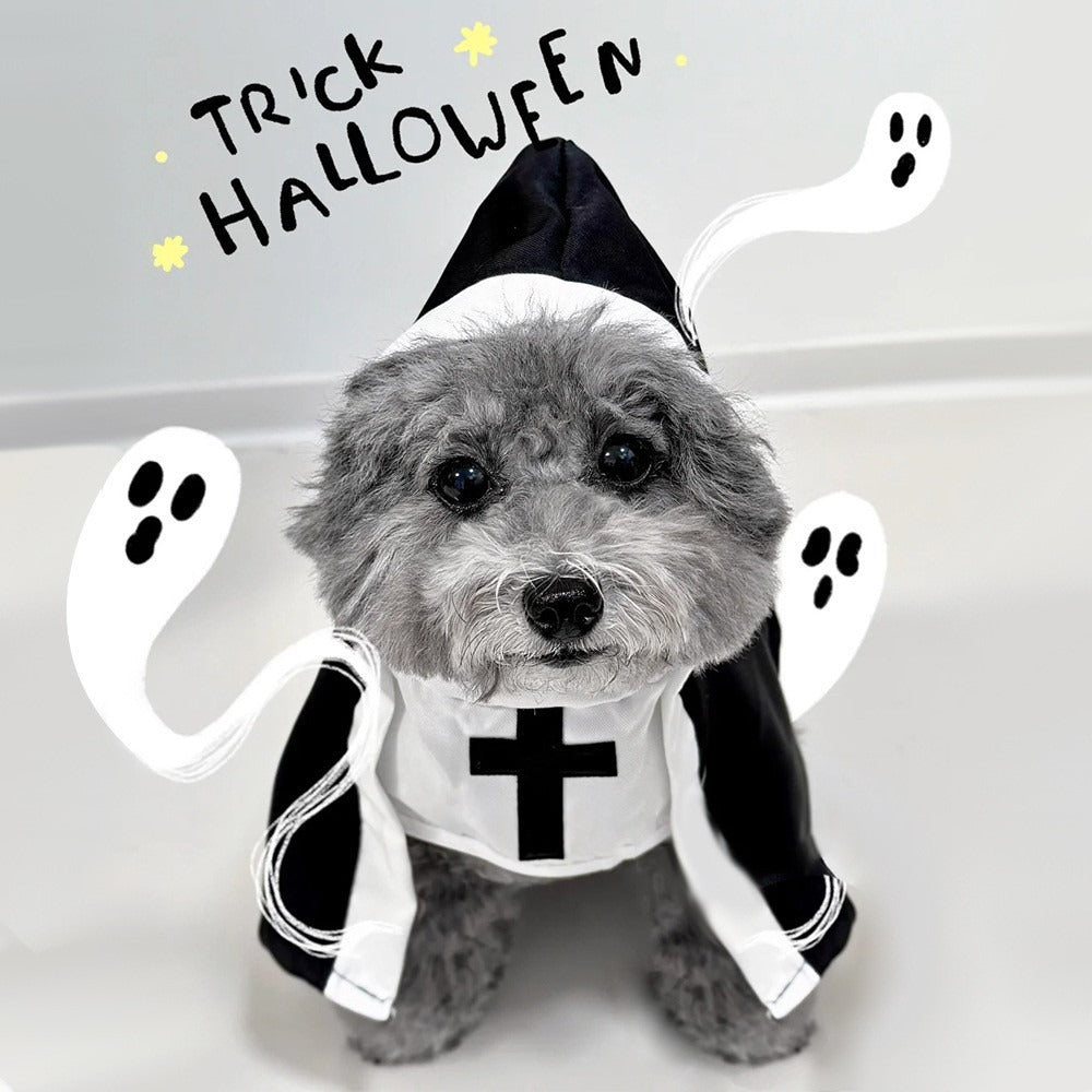 Halloween Nun Costume for Pets – Cross Cape Cosplay Outfit for Small PET