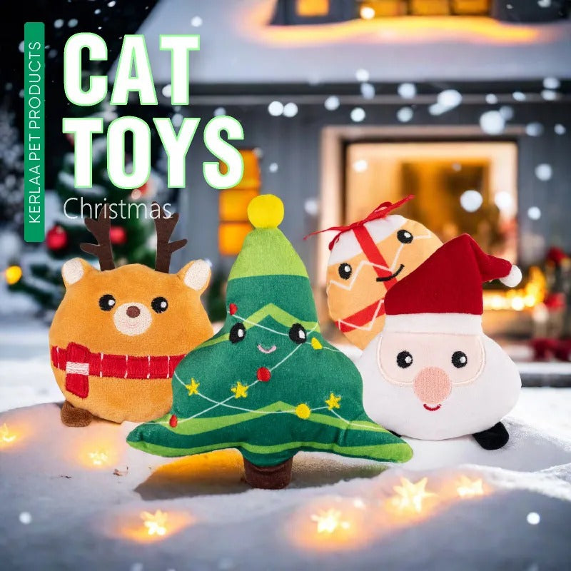 Christmas Cat Toy Gift Box – Plush Self-Play Toys with Catnip, Holiday Edition