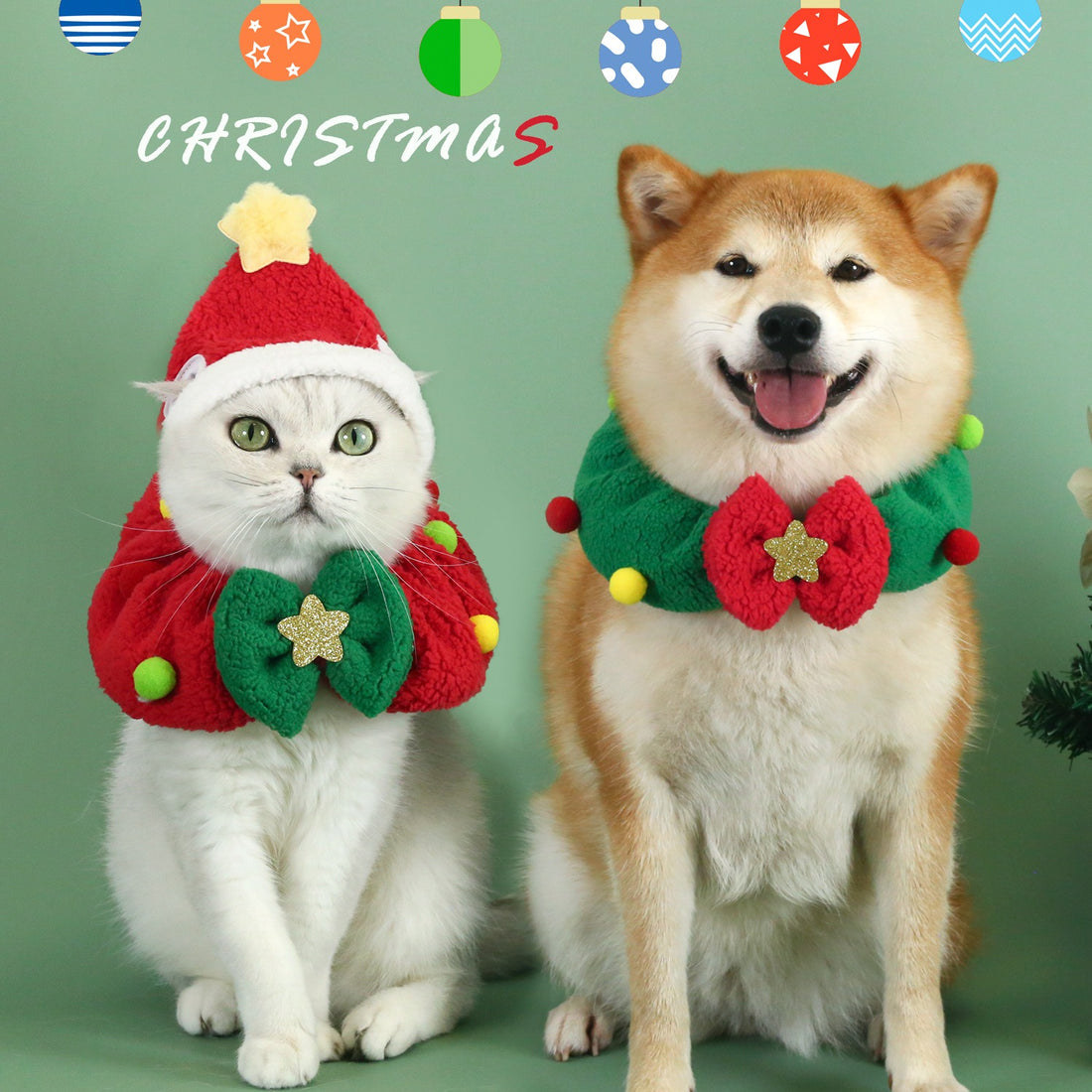 Plush Christmas Pet Outfit Set – Holiday Costume for Cats & Small Dogs (Fits up to 10kg)