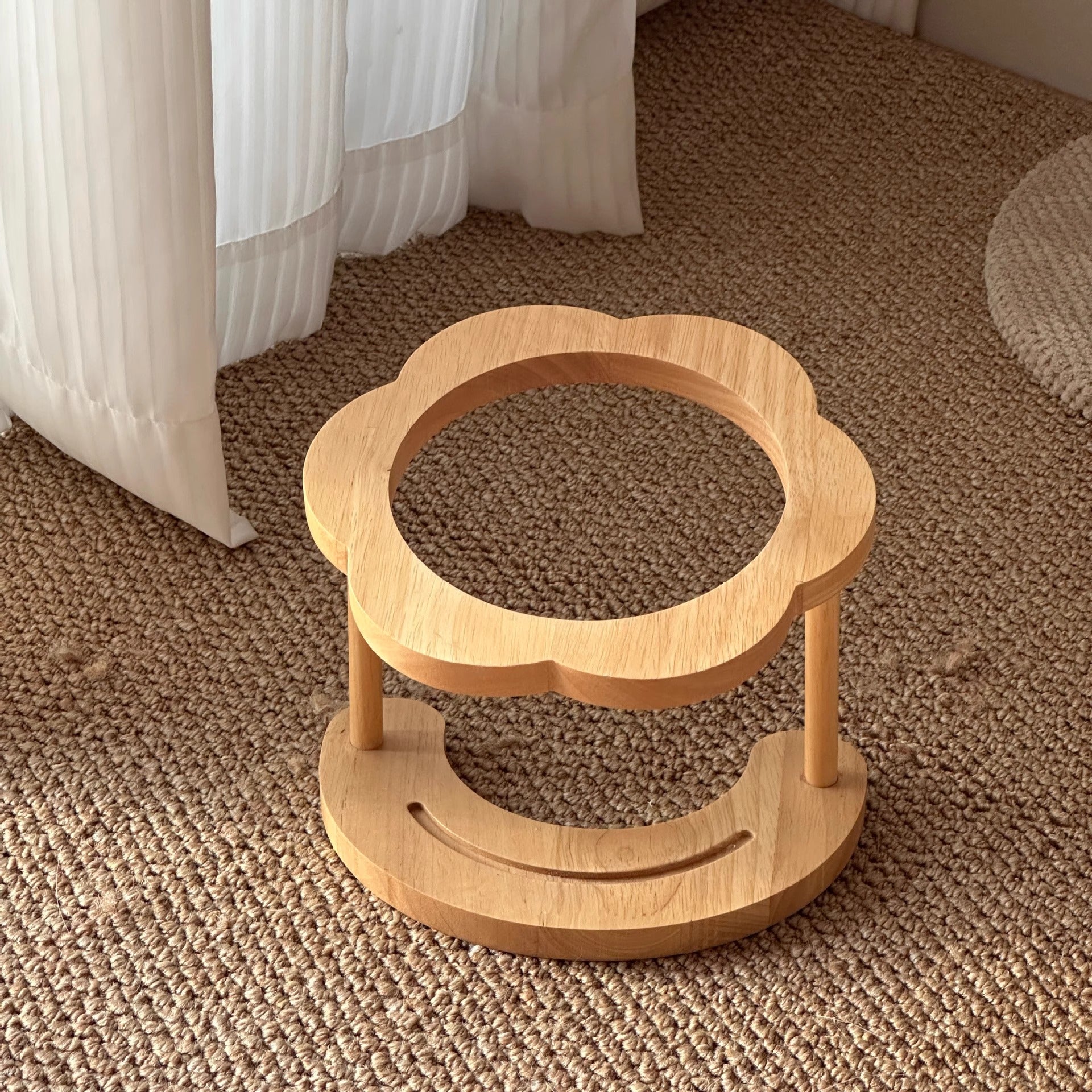 Angled Wooden Elevated Bowl Stand