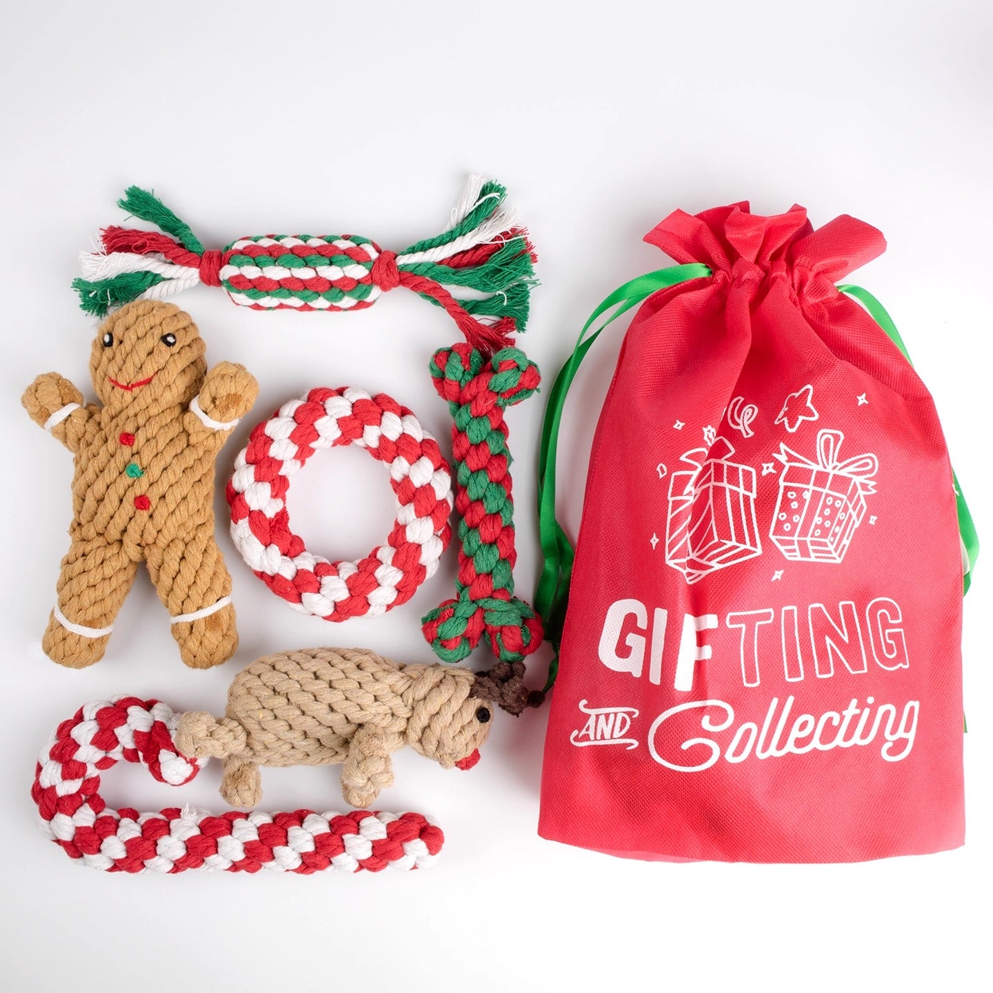 Christmas Rope Toy Set for Dogs – Handwoven Durable Chew & Tug Toys Gift Box