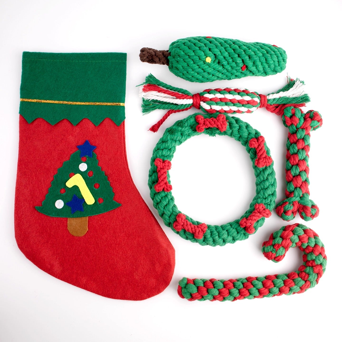 Christmas Rope Toy Set for Dogs – Handwoven Durable Chew & Tug Toys Gift Box