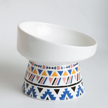 Ceramic Elevated Tilted Pet Bowl – Wide Mouth Anti-Slip Design for Cats & Small Dogs, Protects Neck & Joints