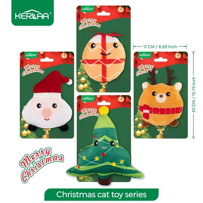 Christmas Cat Toy Gift Box – Plush Self-Play Toys with Catnip, Holiday Edition