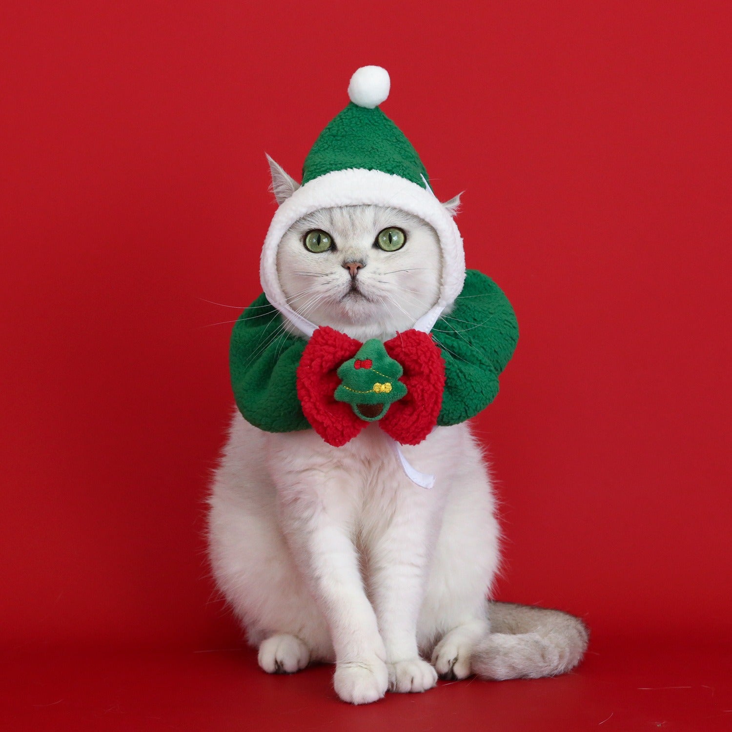 Plush Christmas Pet Outfit Set – Holiday Costume for Cats & Small Dogs (Fits up to 10kg)