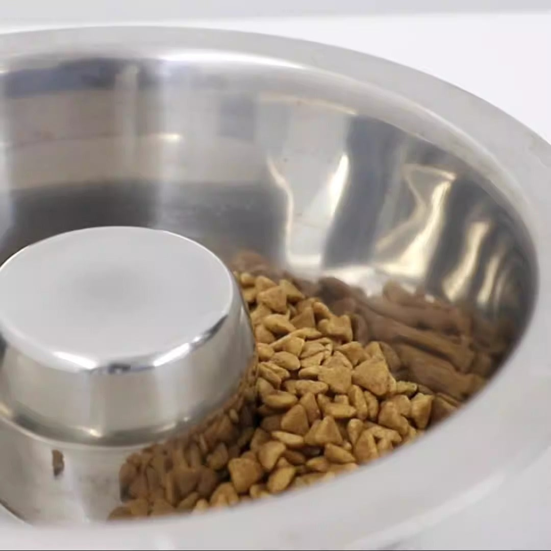 Stainless Steel Slow Feeder Bowl for All Dog Breeds｜Anti-Gulping Dog Bowl