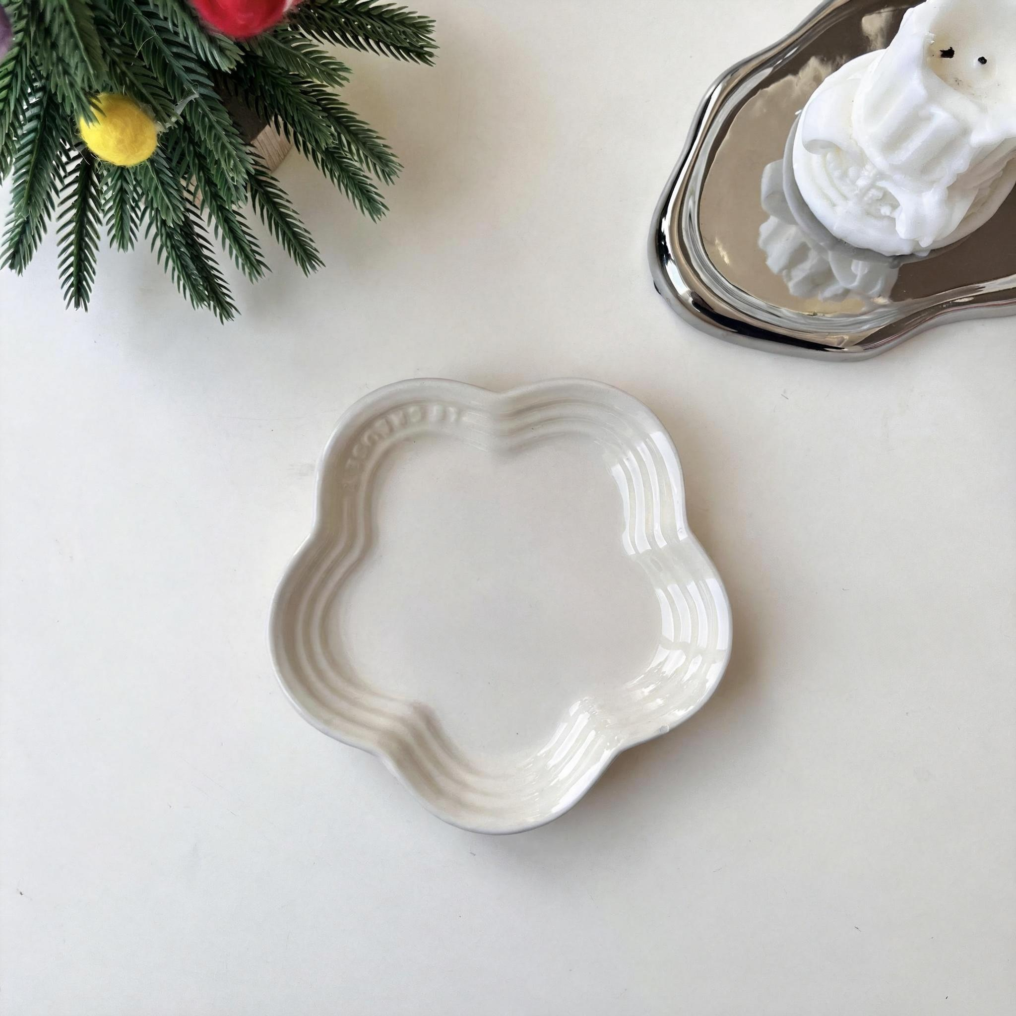 Macaron color gradient pet snack ceramic plate
