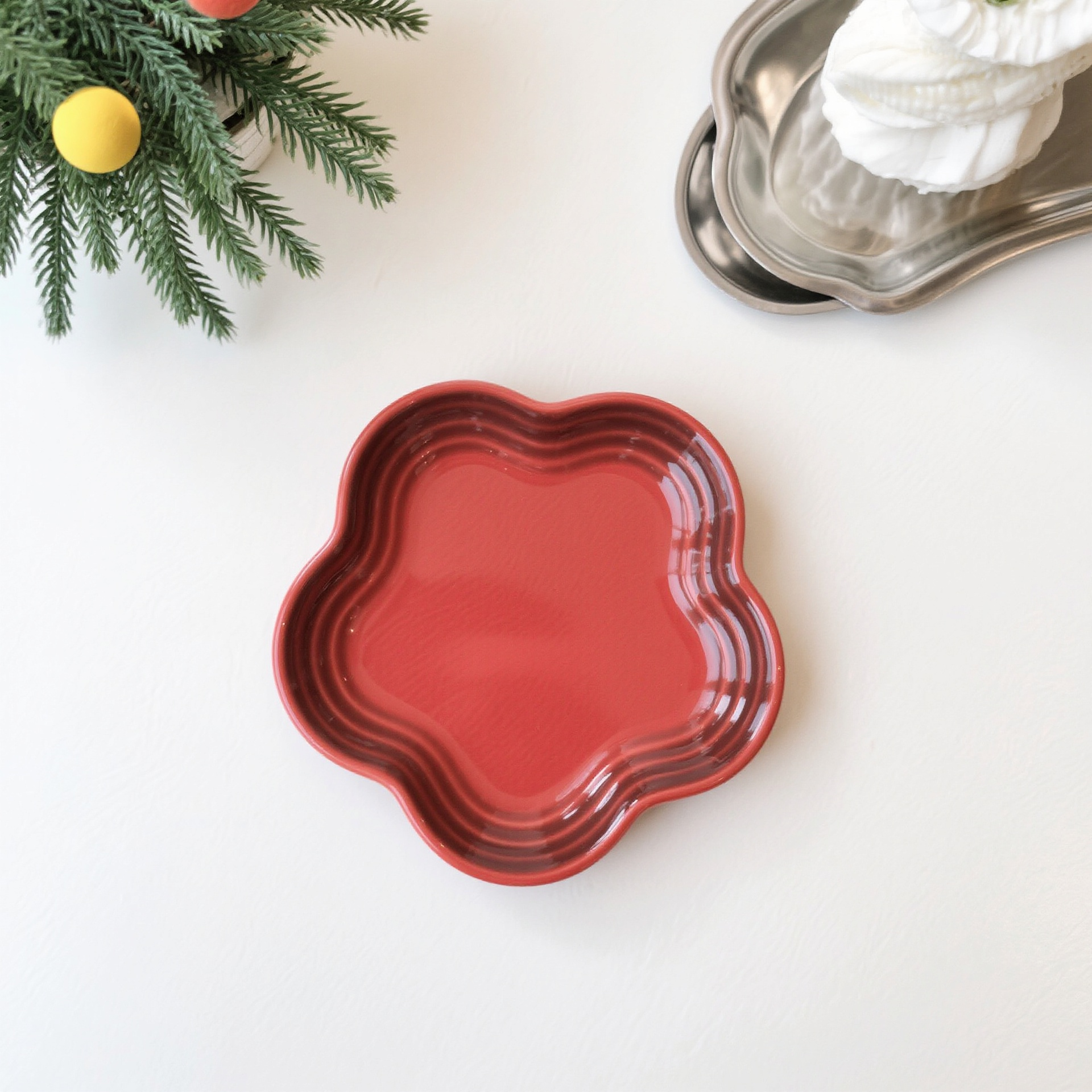 Macaron color gradient pet snack ceramic plate