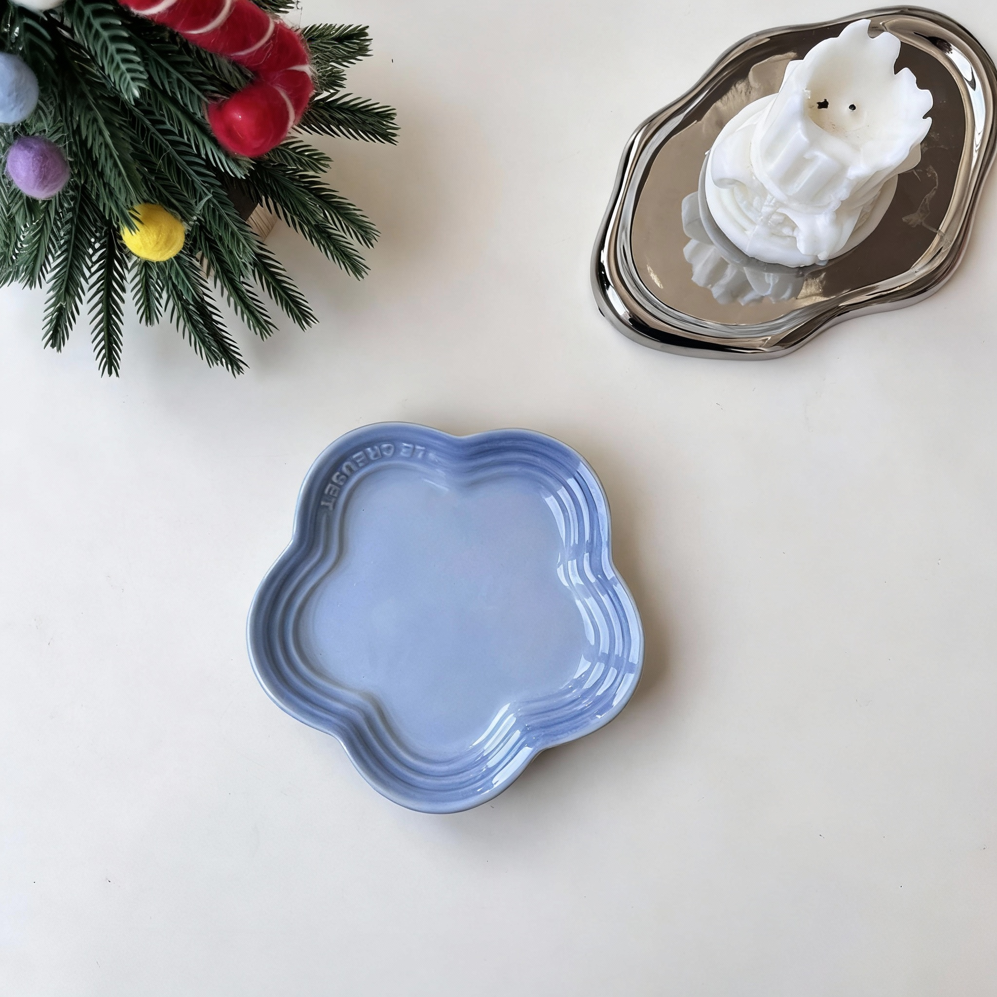 Macaron color gradient pet snack ceramic plate
