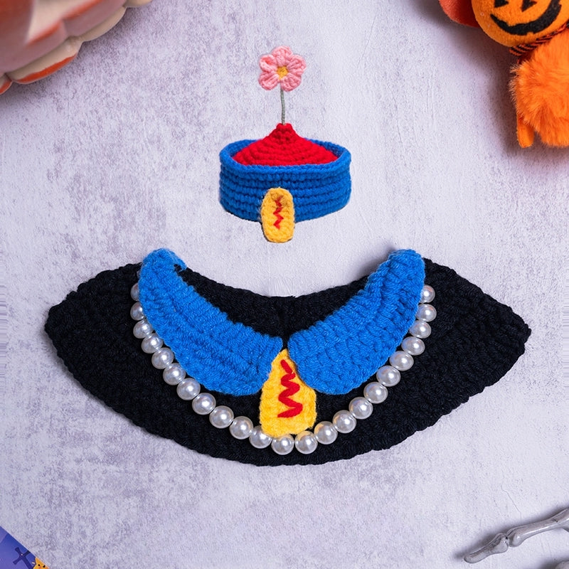 Halloween Pet Knit Collar – Handmade Cozy Neckwear for Cats & Dogs | Holiday Costume Scarf