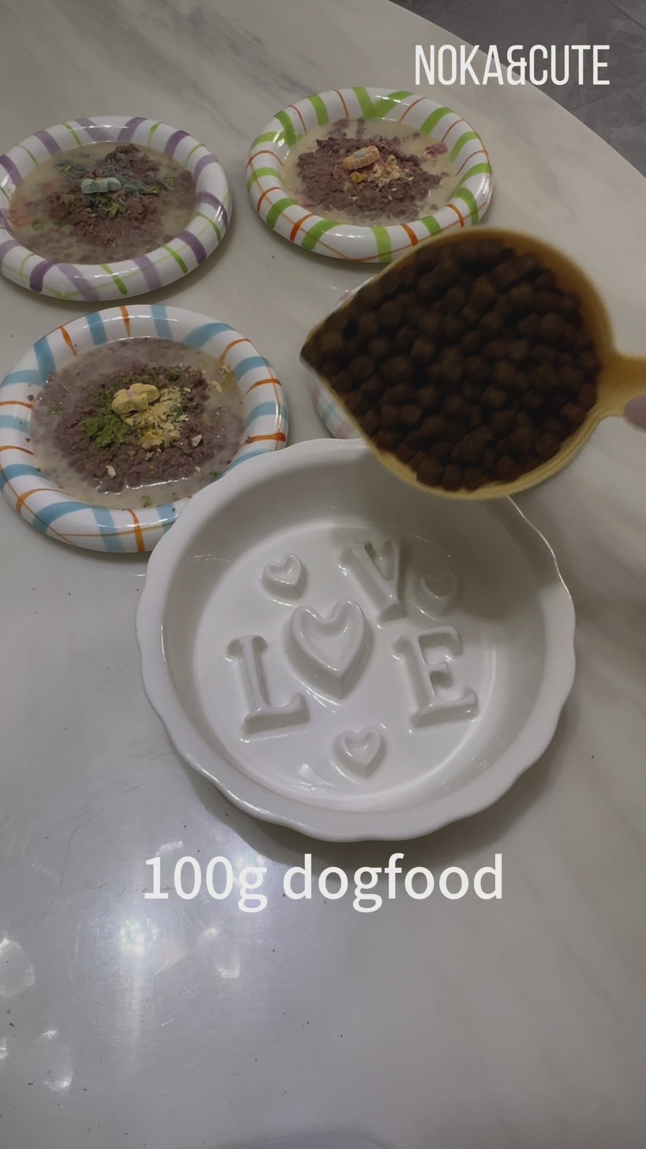 Love Series ceramic slow feeder bowl for cats & small dogs.